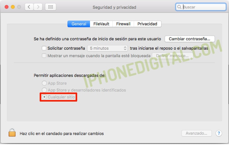 Cómo permitir instalar aplicaciones descargadas de Cualquier sitio en MacOS Sierra - activado